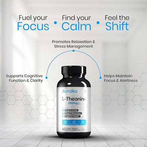 AURAIKA L-Theanine 250mg – Relaxation, Focus & Daily Calm Support, 60 Vegan Capsules